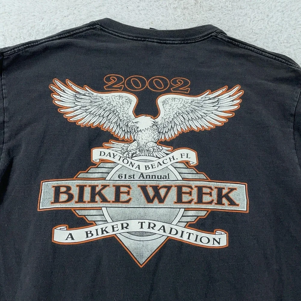 Vtg 2002 Daytona Beach Bike Week Flames Long Sleeve‎ T-Shirt Medium Levi's Biker